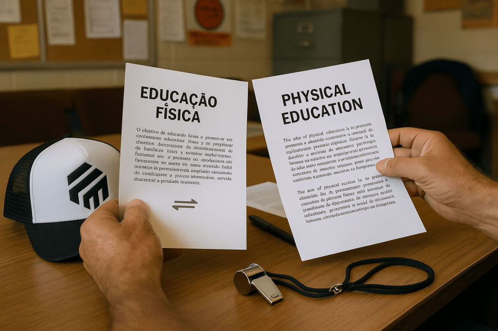 Traduzindo conteúdos de Educação Física para o inglês.